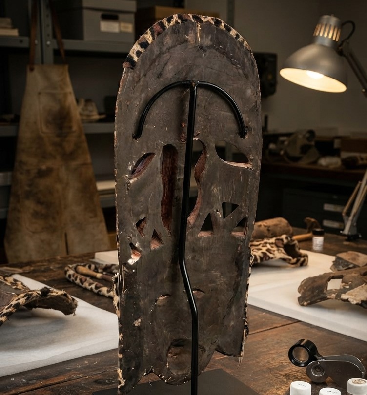 African mask display stand