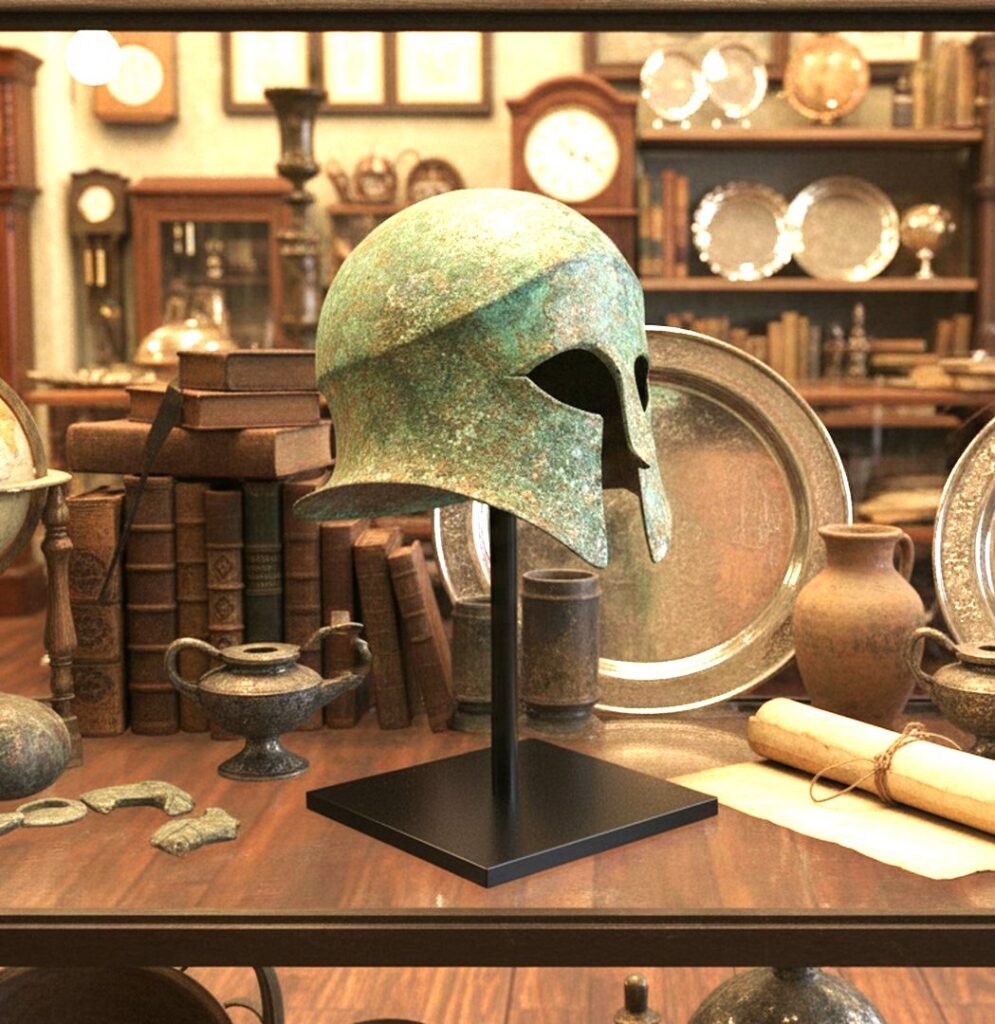 bronze helmet stand
